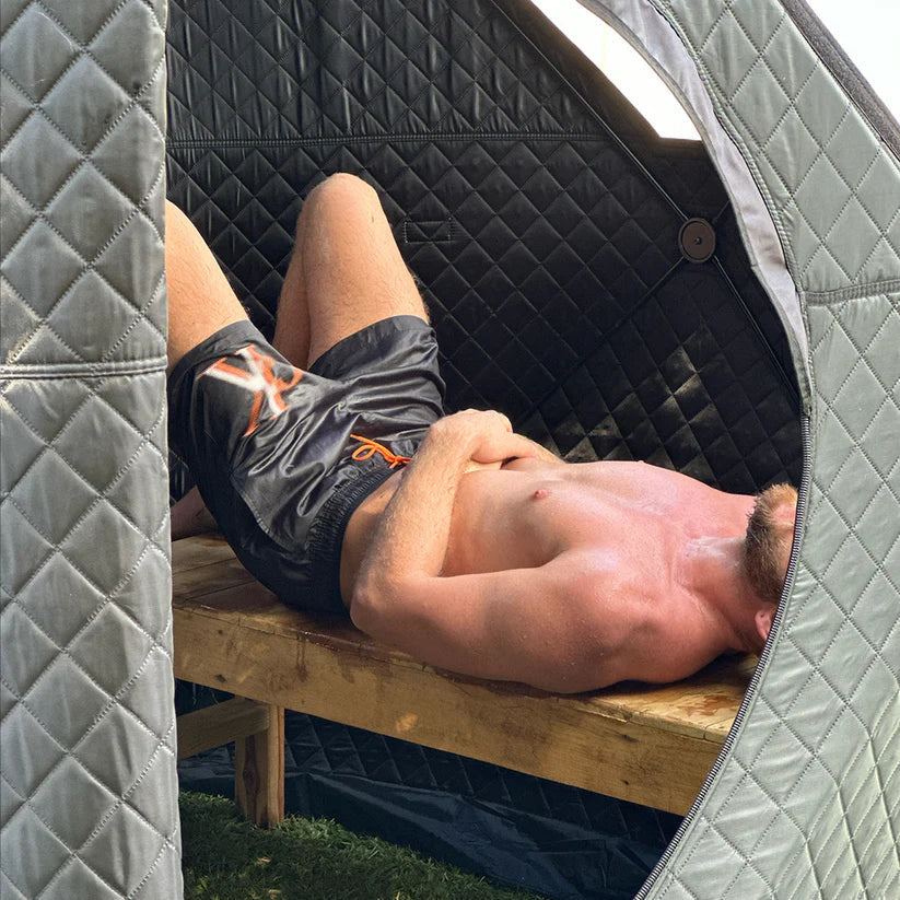 Soulfire portable woodfired sauna in backyard for relaxation